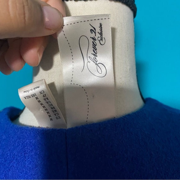 Forever 21 M Wool Blend Cobalt Blue Single Button Coat Jacket - Picture 3 of 4